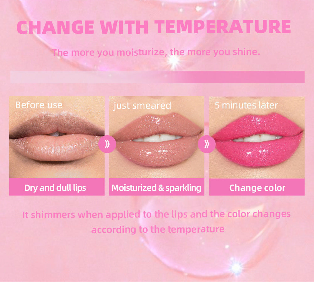 Hydrating Color Changing Lip Gloss Sparkling Shimmer Lip Oil Plumping Liquid Lipstick