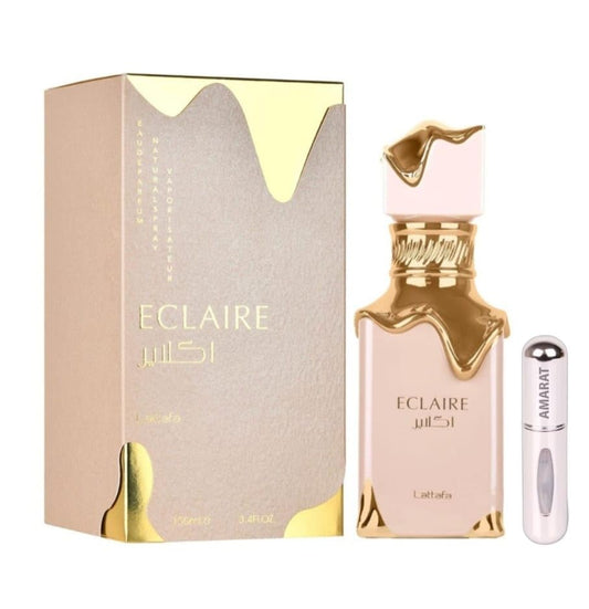 Eclaire parfym 100 ml, arabisk parfym för kvinnor, Eau da Parfum importerad från Dubai, inklusive påfyllningsbar 5 ml sprayflaska, blommig och söt doft (Eclaire)