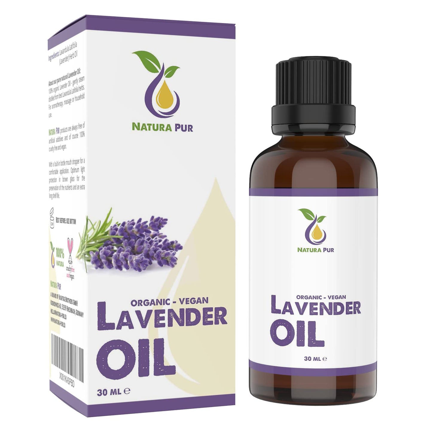 Lavendelolja 30ml - 100% naturlig eterisk olja, vegansk