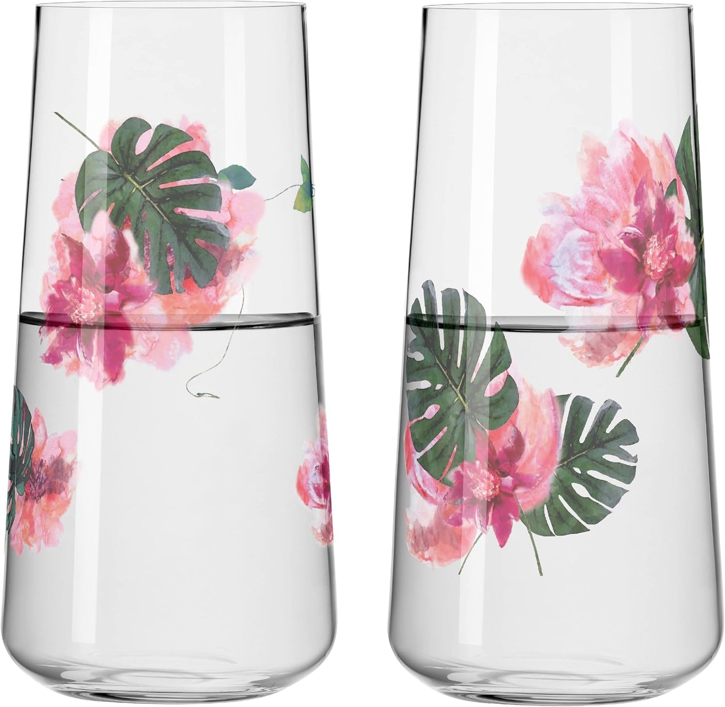 universalglas set 500 ml – serie sommarsonett – 2 stycken med blommotiv