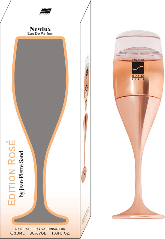 Jean-Pierre Sand – New Lux Rosé – Eau de Parfum, 30 ml – parfym för kvinnor i samlarflaska, perfekt som present – damparfym i champagneglasflaska (rosa)