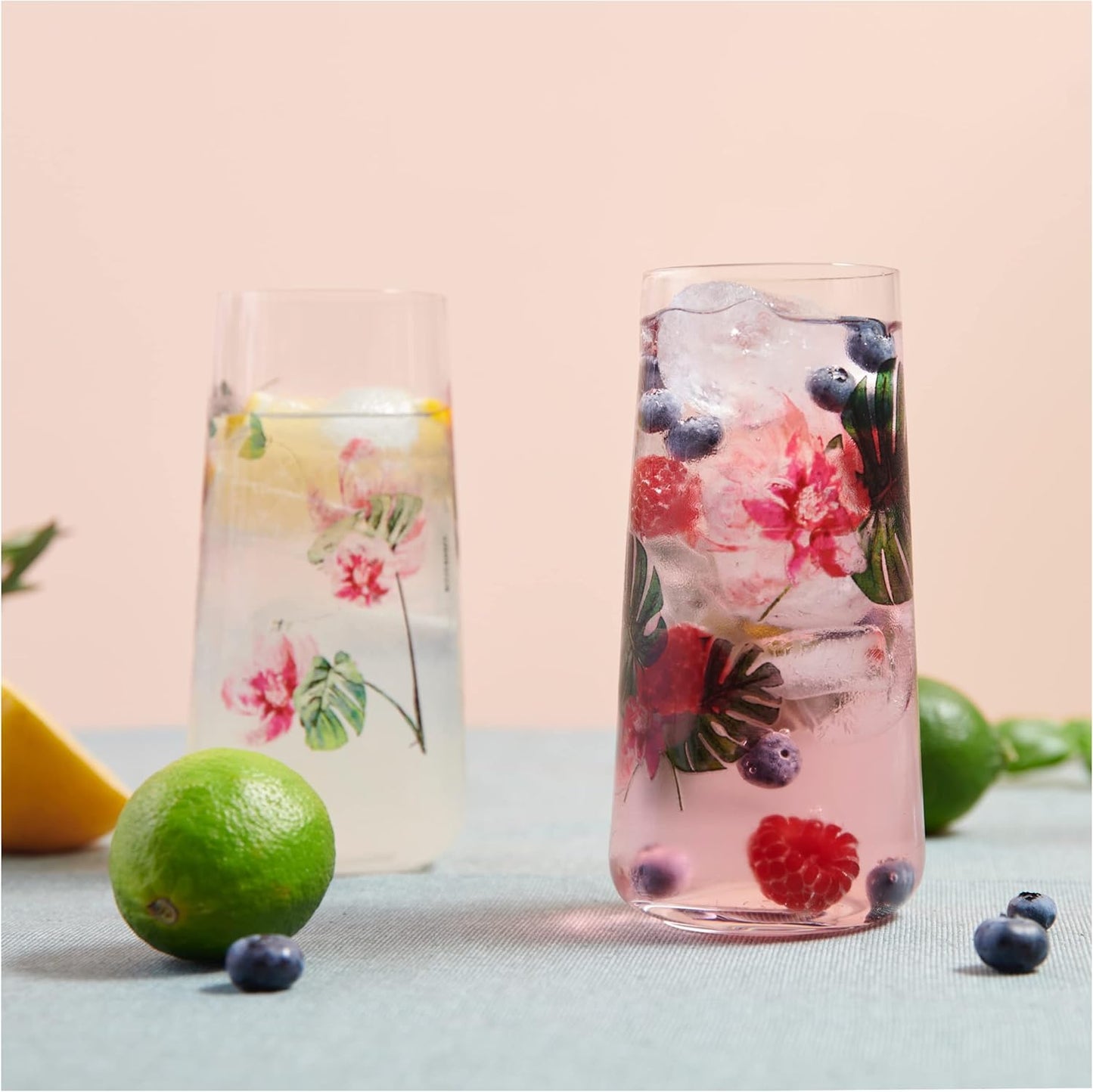 universalglas set 500 ml – serie sommarsonett – 2 stycken med blommotiv