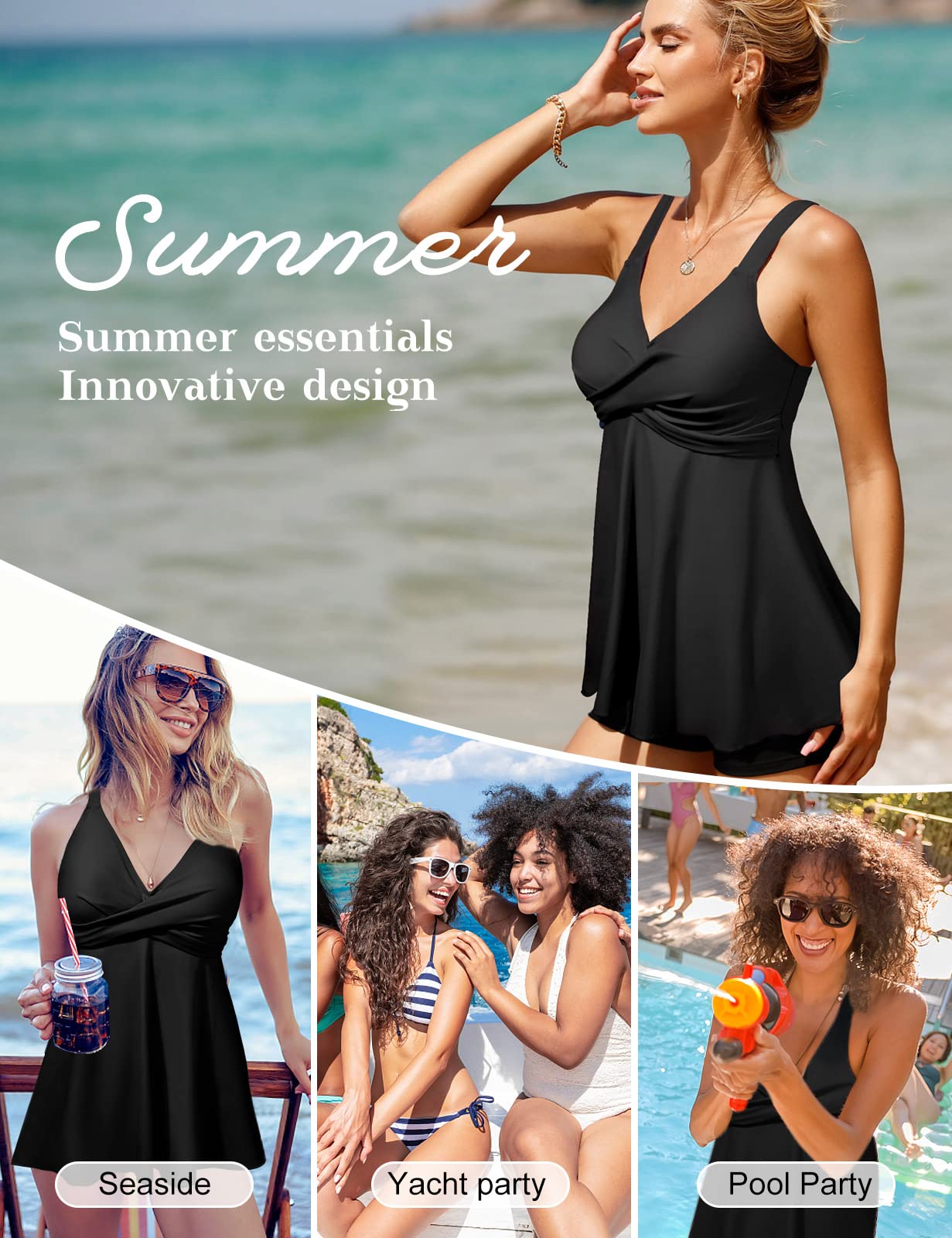 NYHET! Tankini med shorts, magkontroll, 2 delar