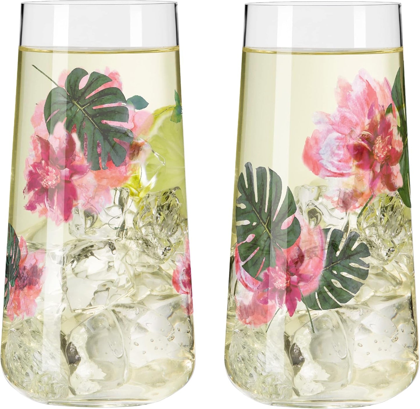 universalglas set 500 ml – serie sommarsonett – 2 stycken med blommotiv