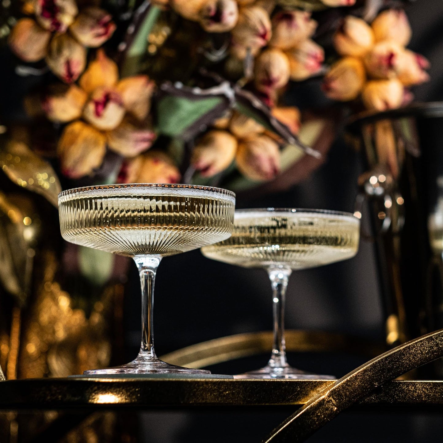 handblåsta kupéglas | set med 4 | 200 ml klassiska cocktailglas för champagne, martini m.m