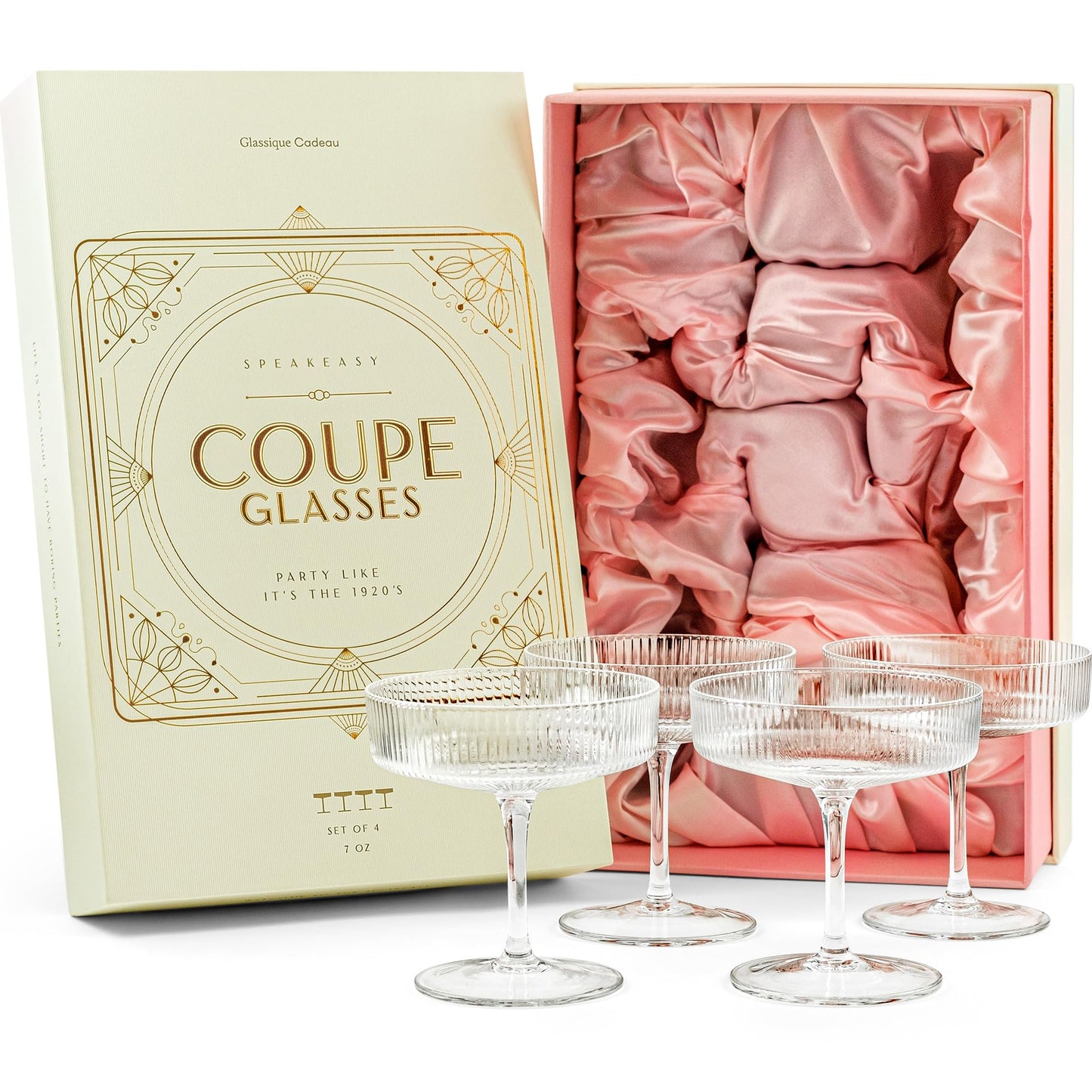 handblåsta kupéglas | set med 4 | 200 ml klassiska cocktailglas för champagne, martini m.m